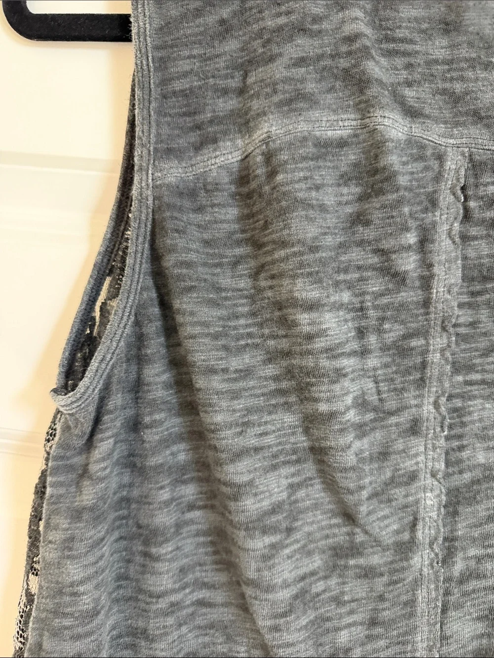 Free People Black Lace-Overlay Sleeveless Tank